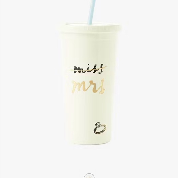 Kate Spade New York Miss to Mrs White 20 oz Tumbler White and Gold - Picture 6 of 9